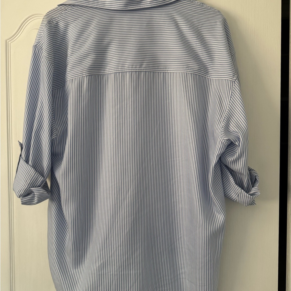 Babaton Light Blue & White Striped Shirt Oversized New - Picture 2 of 4